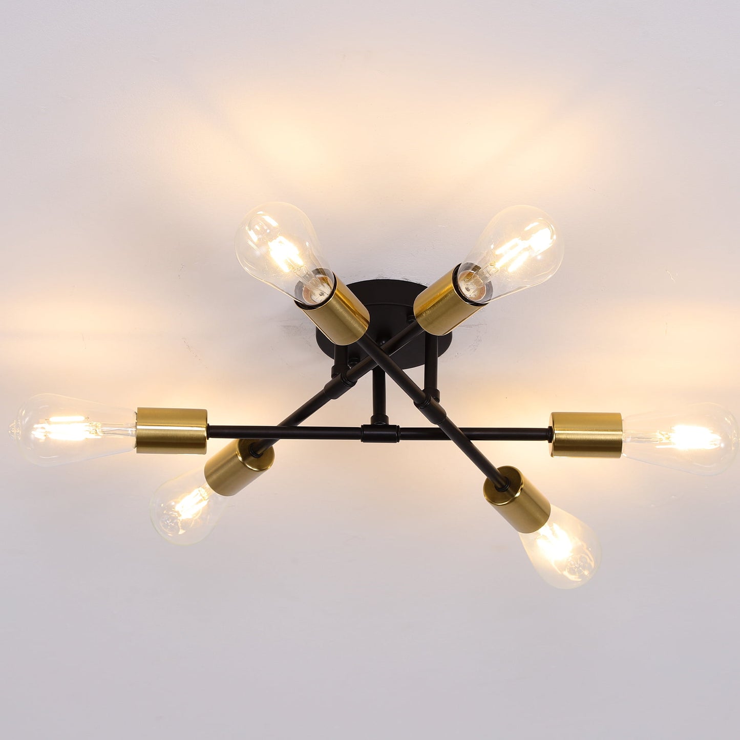 6-Light Modern Sputnik Chandelier, Ceiling Light for Bedroom,Dining Room,Kitchen,Office