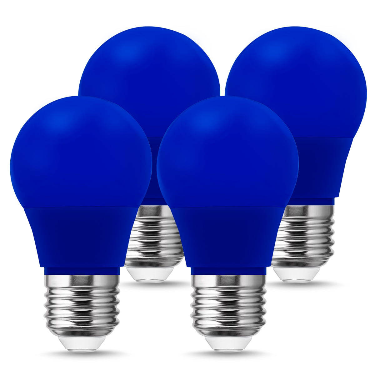 LED Blue Light Bulbs, 20W Equivalent (3W), E26 Medium Base, A15 Light Bulbs for Holiday Decoration, Party, Pack of 4