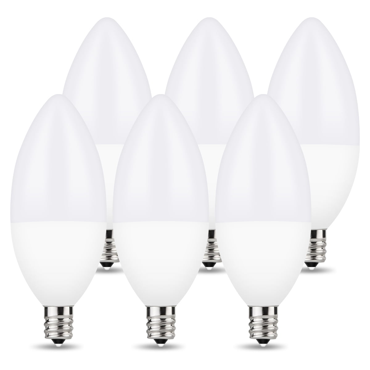 6W LED E12 Candelabra Light Bulbs, 6 Watts (60W Equivalent), Daylight White 5000K, Chandelier Bulbs for Table Lamp, Chandelier, Ceiling Fan, Kitchen, 6 Pack