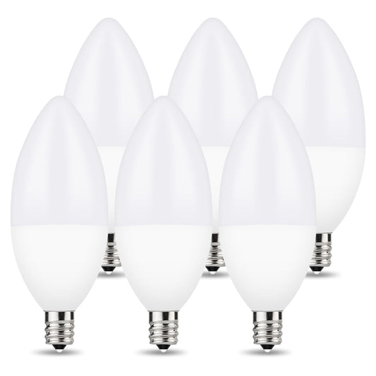 6W LED E12 Candelabra Light Bulbs, 6 Watts (60W Equivalent), Daylight White 5000K, Chandelier Bulbs for Table Lamp, Chandelier, Ceiling Fan, Kitchen, 6 Pack