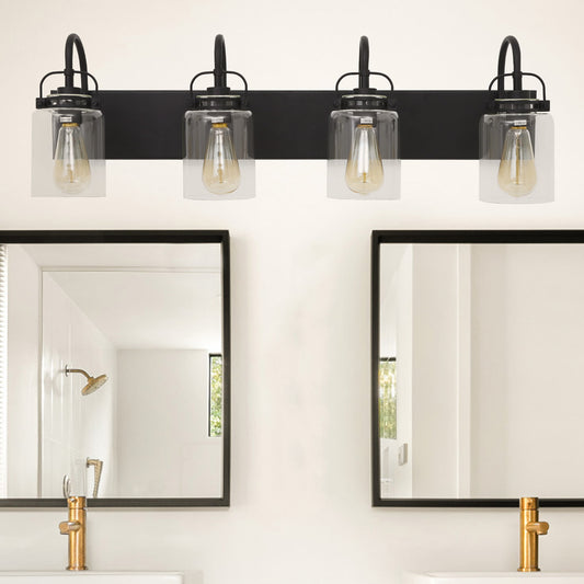4 - Light Vanity Light,Bathroom Mirror Light with Clear Glass Shade,Indoor Wall Sconces For Bathroom Porch Kitchen Living Room