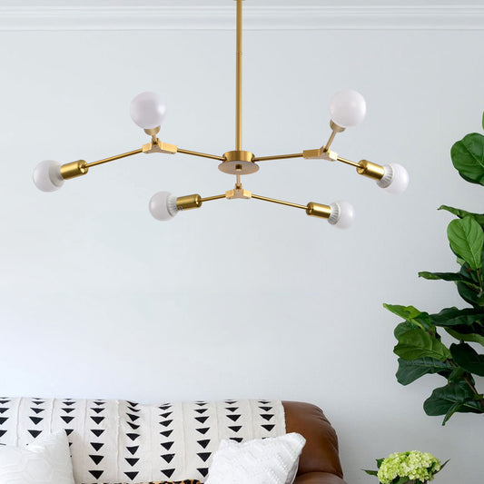 Modern Sputnik Chandelier Ceiling Light Fixture, 6 Lights Semi Flush Mount Ceiling Lamp for Bedroom Living Room Dining Room Kitchen Hallway Entryway