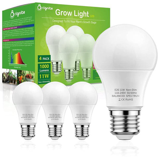 A19 Full Spectrum LED Light Bulbs, 9W(85W Equivalent), 5000K Daylight White, Sunlike, Natural Light, 800LM, E26 Base, 4 Pack