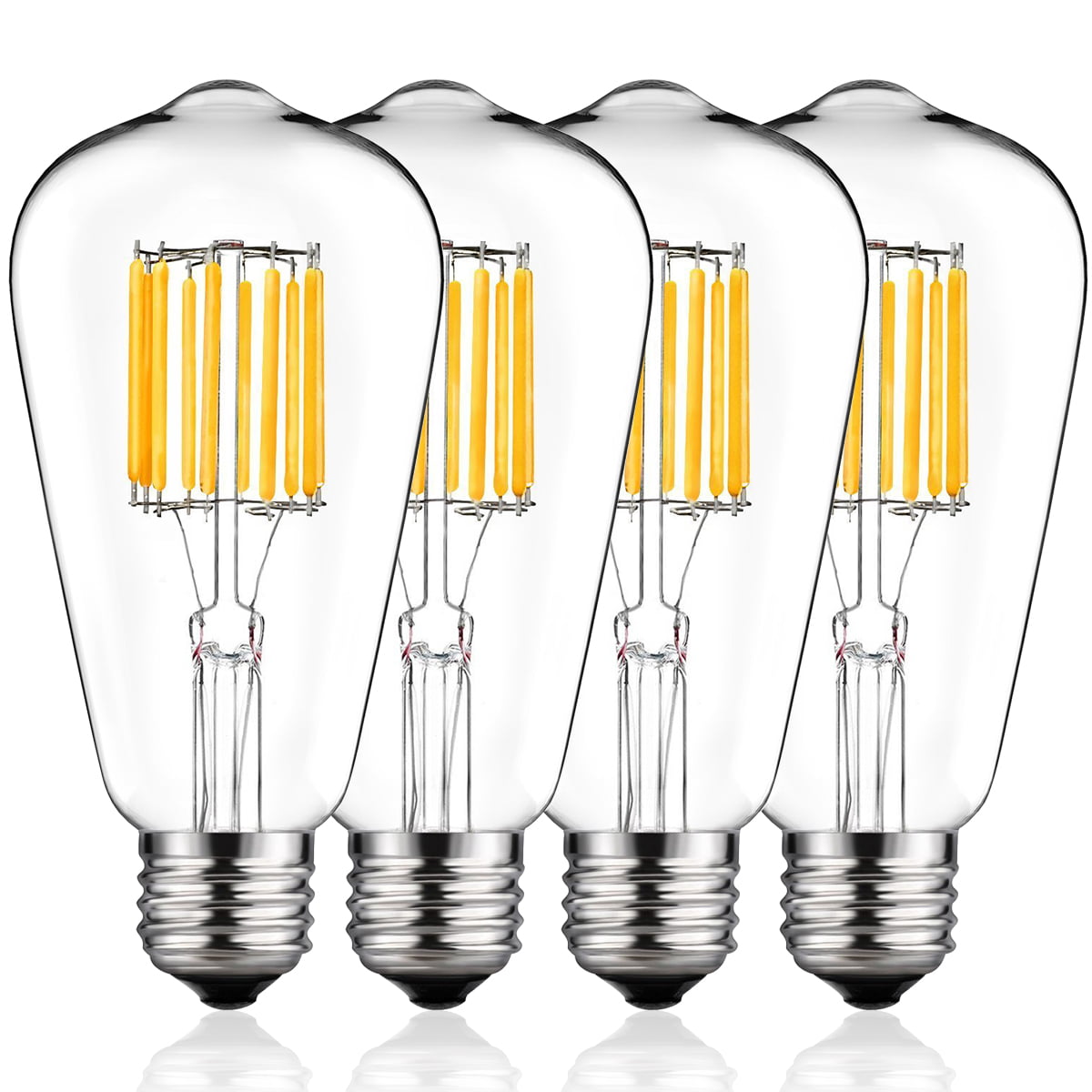 Vintage Edison LED Light Bulb, Clear ST64 Vintage Filament Light Bulb, 10 Watts 100W Equivalent 1000LM 2700K Warm White E26 Base Pack of 4