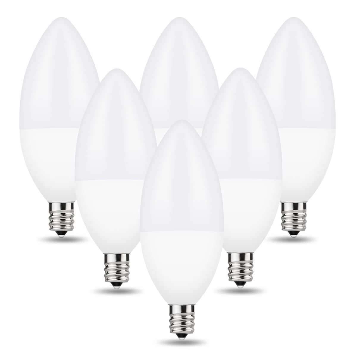 YANSUN E12 LED Candelabra Light Bulbs, 6W, Equivalent 60W Incandescent Bulb, 550 Lumens, Daylight White 5000K, Candelabra Base, 6 Pack