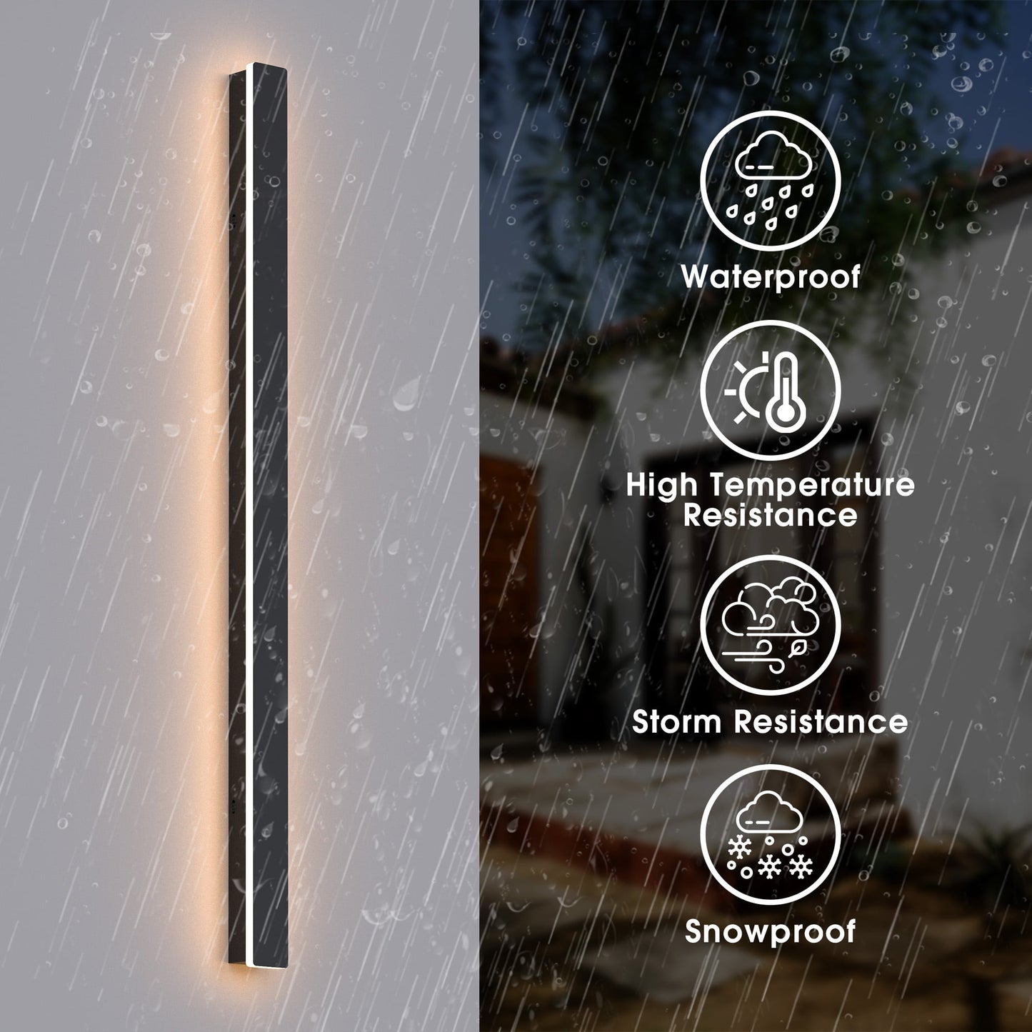 1-Light 20W Outdoor Minimalist Linear Wall Lamp 3000K Warm Light led Lighting Waterproof IP67 (39 inches) for Porch