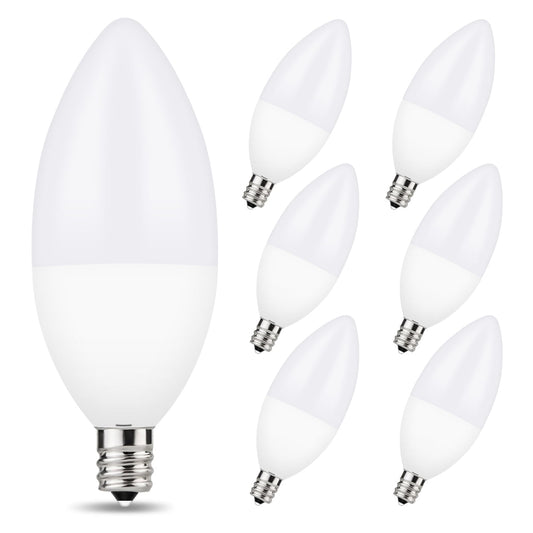 E12 LED Candelabra Light Bulbs, 6W, Equivalent 60W Incandescent Bulb, 550 Lumens, Daylight White 5000K, Pack of 6