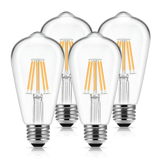 Vintage LED Edison Light Bulb, 6W, 60W Equivalent, E26 Base, 2700K Soft White, 600 Lumens, 4 Pack