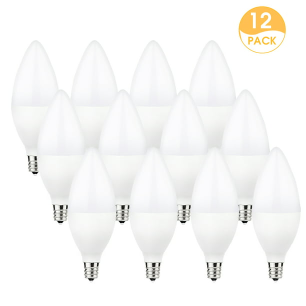 E12 Candelabra LED Light Bulbs, 60W Equivalent(6 Watts), 550LM, Daylight White 5000K, Dimmable, for Chandelier, Ceiling Fan, Dimmable, 12 Pack