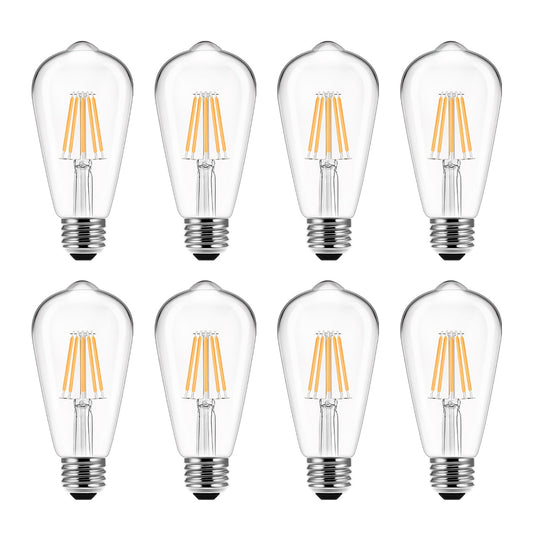 ST58 Vintage LED Edison Light Bulbs 60W Equivalent , 6W LED Filament Bulbs Warm White 2700K 600lm E26 Base Lamp for for Pendant Chandeliers Decorative Fixtures,8-Pack