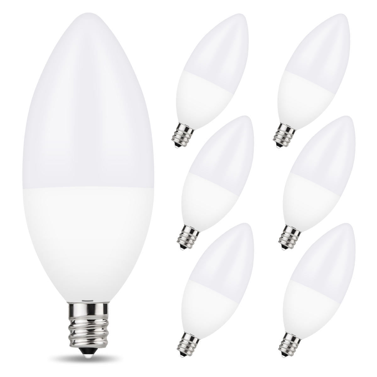 YANSUN LED Dimmable Candelabra Light Bulbs, 60W Equivalent(6W), 5000K Daylight White, E12 Base, Ideal for Chandeliers, Ceiling Fan Lights, Sconces, Pack of 6