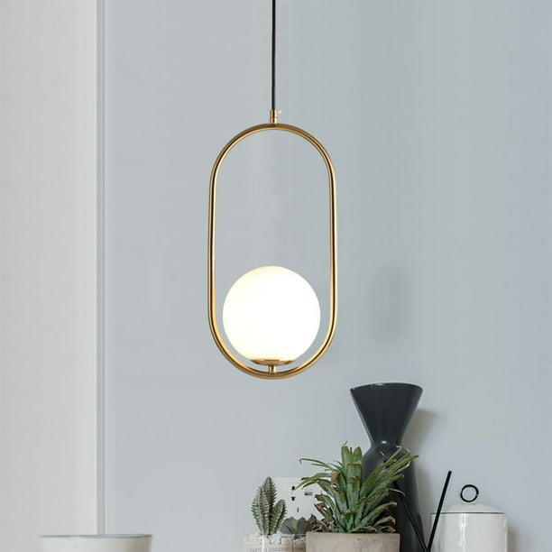 Modern Gold Globe Pendant Light Mid Century Chandelier ,Single Milk Glass Round Hanging Lighting Lamp Mini Farmhouse Kitchen Island Lighting,Gold