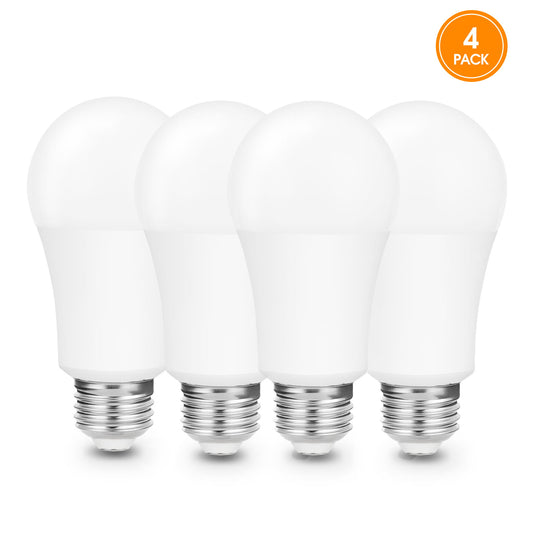 9W Full Spectrum LED Light Bulbs, 5000K Daylight White, 85W Equivalent, , Sunlike, Natural Light, 800LM, E26 Base, A19, Eye-caring, 4 Pack