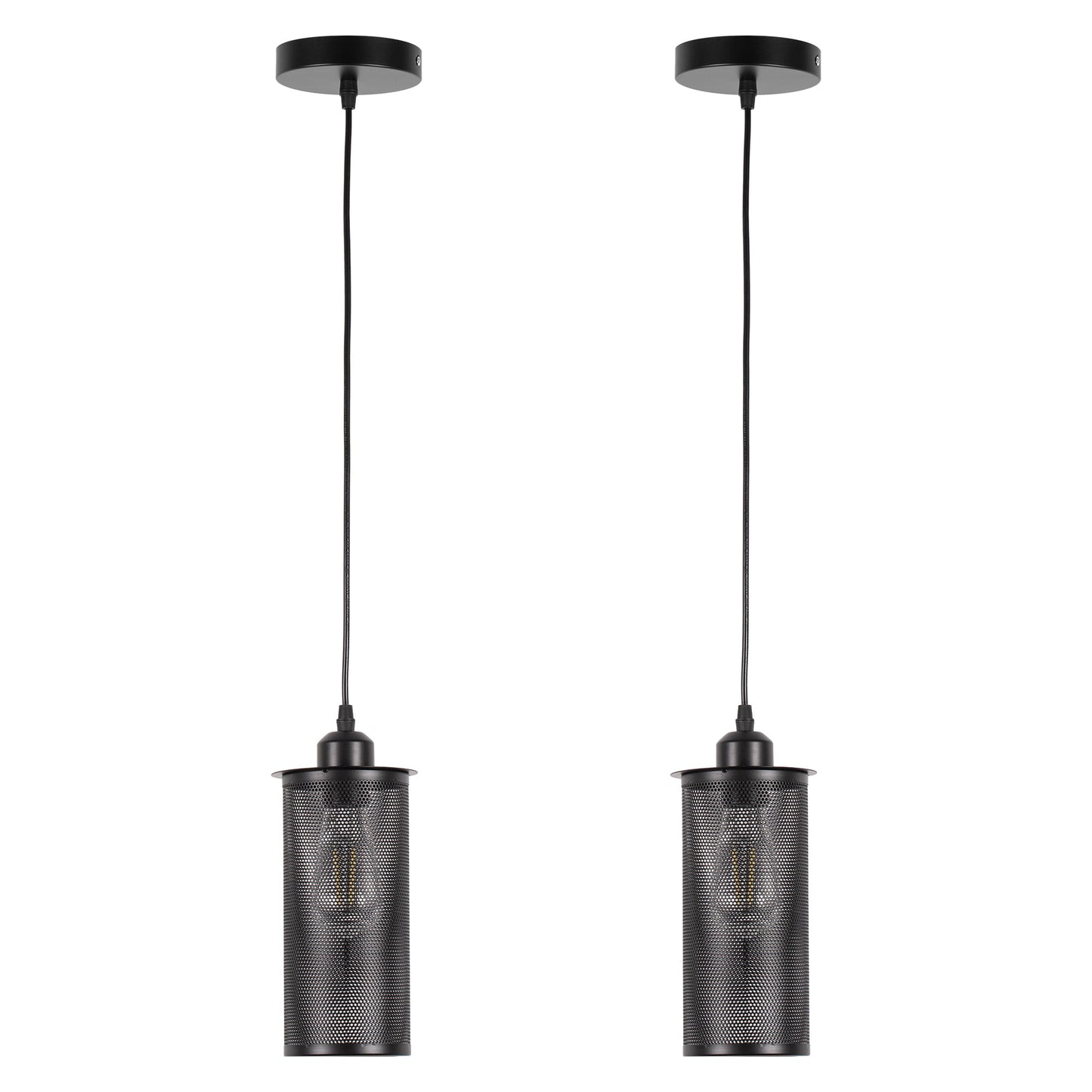 Farmhouse Pendant Light, Black Cylinder Hanging Light Fixtures Adjustable for Flat and Slop Ceiling for Kitchen Living Room Bedroom Hallway,1/2/3PCS