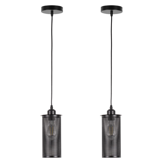 Farmhouse Pendant Light, Black Cylinder Hanging Light Fixtures Adjustable for Flat and Slop Ceiling for Kitchen Living Room Bedroom Hallway,1/2/3PCS