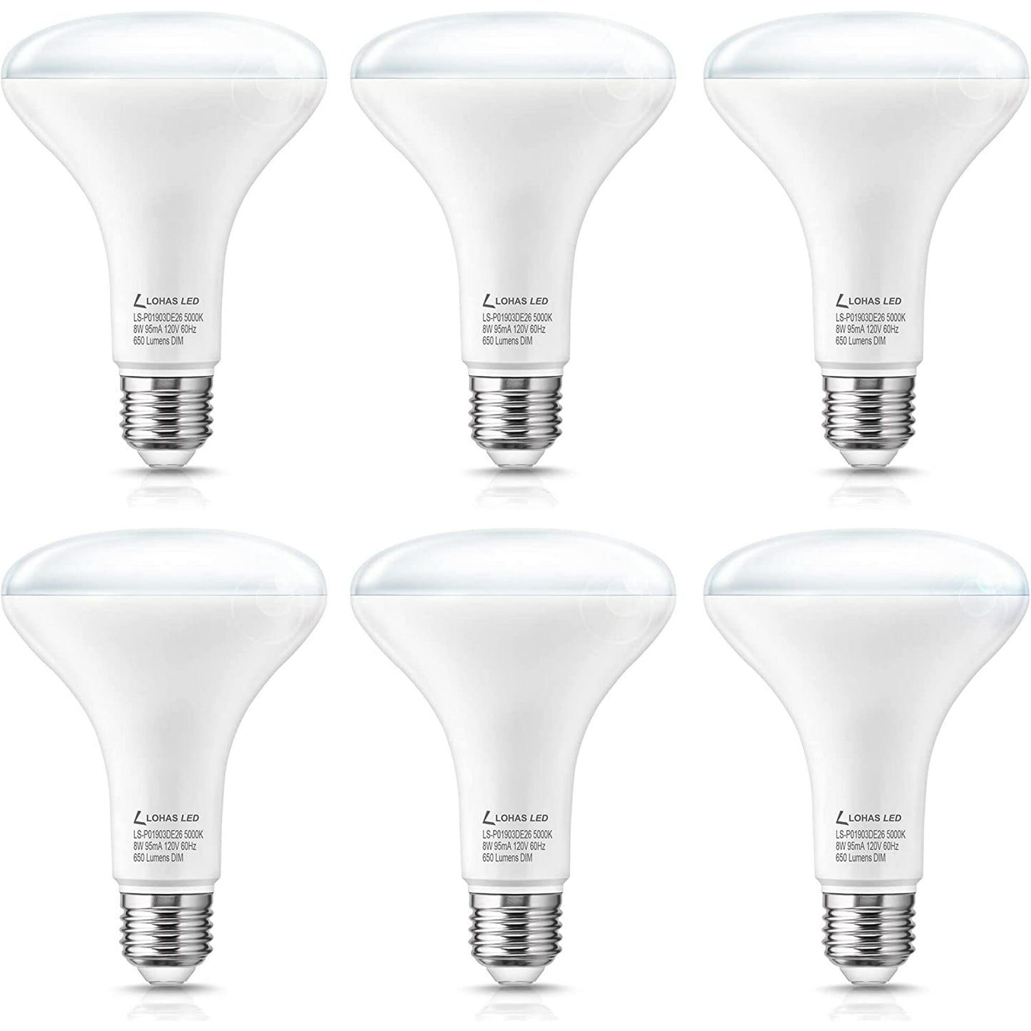 YANUSN BR30 Full Spectrum Light Bulb, 8W 65W Equivalent Bright Happy LED Bulb Boosts Energy Mood & Performance Supports Circadian Rhythm Comfortable Daylight 5000K Dimmable,6 Pack