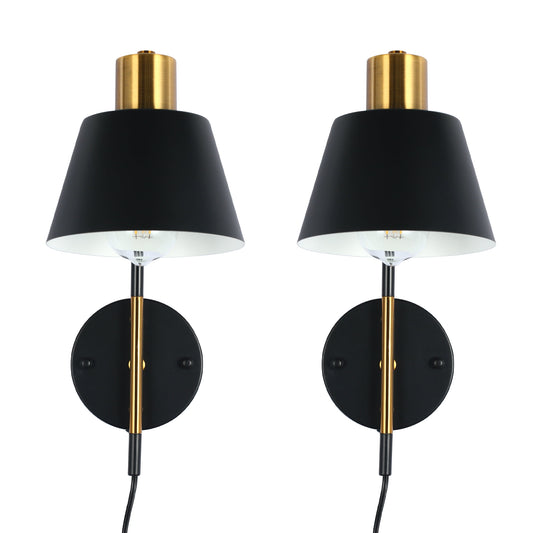 Swing Arm Wall Lamp Set of 2, Adjustable Black Wall Sconce Hardwired