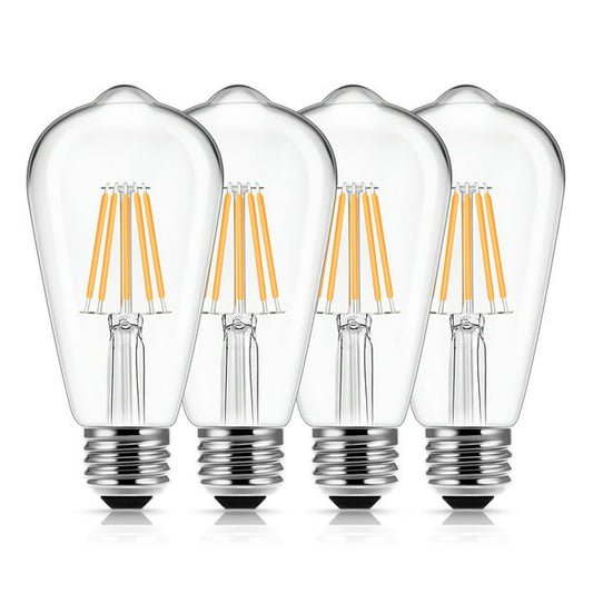 ST58 Vintage LED Edison Light Bulbs 60W Equivalent , 6W LED Filament Bulbs Warm White 2700K 600lm E26 Base Lamp for for Pendant Chandeliers Decorative Fixtures,4-Pack