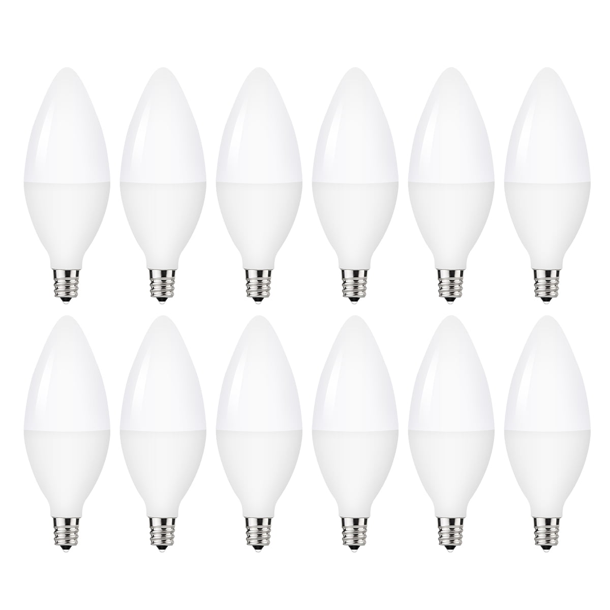 YANSUN E12 LED Candelabra Light Bulbs, Equivalent 60W, 550 Lumens, Warm White 5000K, Chandelier Bulb, Non-dimmable, Candelabra Base, UL Listed, Pack of 12