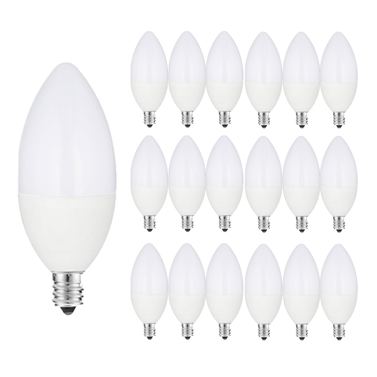 LED Candelabra Light Bulbs E12 - Ceiling Fan Bulb, 60 Watt Equivalent, 550 Lumens, B11 Type B Candle Lights, 120V 5000K Daylight White Lightbulbs, Non-Dimmable, 24 Pack