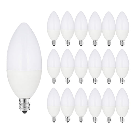 LED Candelabra Light Bulbs E12 - Ceiling Fan Bulb, 60 Watt Equivalent, 550 Lumens, B11 Type B Candle Lights, 120V 5000K Daylight White Lightbulbs, Non-Dimmable, 24 Pack