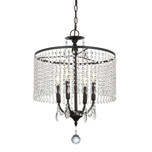 Chandelier Modern Crystal Pendant Light Black Hanging Lighting Fixture for Dining Room Kitchen Island