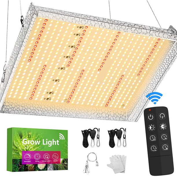 1000W LED Grow Light, Full Spectrum Plant Light with 415pcs LED, 3x3ft Coverage, 15600lm 5 Brightness Dimmable, Remote Control & Timer, Grow Lamp for Indoor Seedling Veg and Bloom Greenhouse