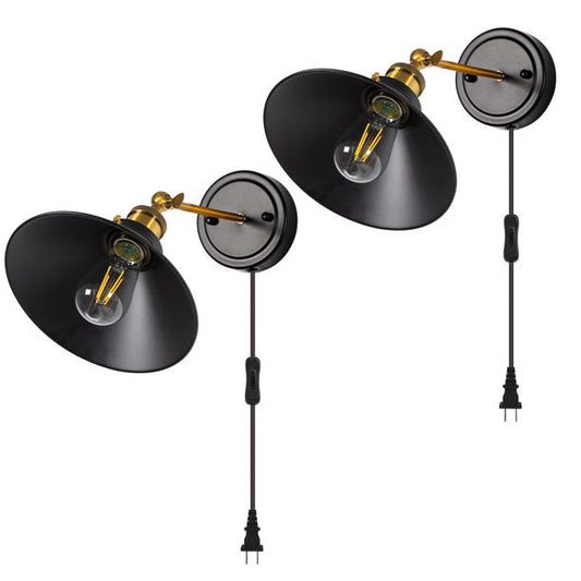 Black Wall Sconce Industrial Vintage Wall Lamp Fixture Arm Swing Wall Lights for Bedside Reading Lamp Living Room 2 Pack