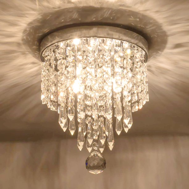 Tiered Flush Mount Ceiling Light Mini Crystal Chandelier Lighting Modern Chandelier for Bedroom, Hallway, Bar, Kitchen, Bathroom 2-Light