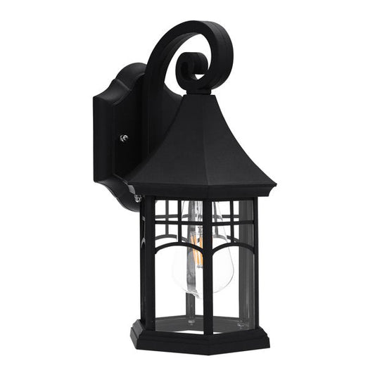 LOHAS 1-Light Black Outdoor Wall Lantern Sconce with Clear Glass