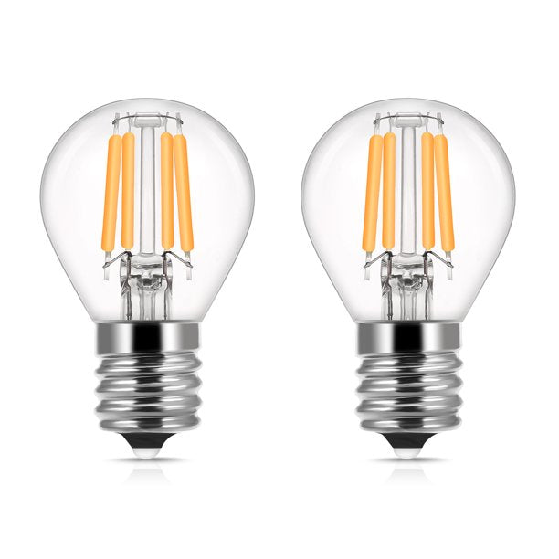 40W Equivalent Clear Glass Globe Filament LED Light Bulb, 4W, 2700K Warm White, E17 Base, 350LM, 2 Pack