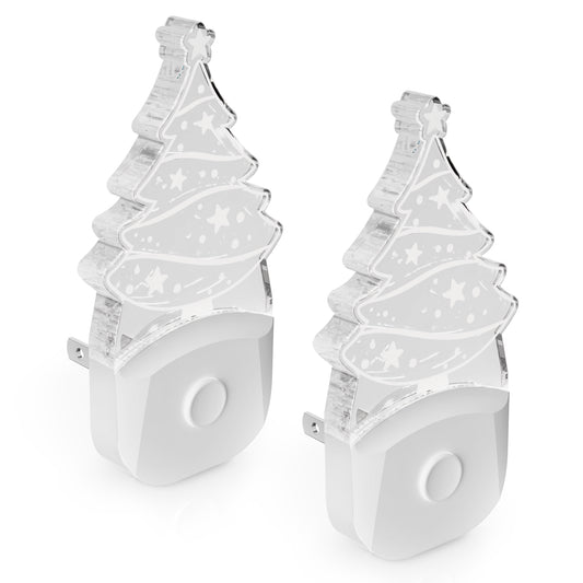 Christmas Tree Night Light, LED Night Light Plug into Wall, Multi-Color Changing LED Wall Nightlights, 0.5W Dusk to Dawn Sensor Home Decor for Kids, Nursery, Bedroom, Hallway, 2 Pack