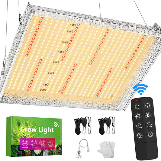 1000W LED Grow Light, Full Spectrum Plant Light with 415pcs LED, 3x3ft Coverage, 15600lm 5 Brightness Dimmable, Remote Control & Timer, Grow Lamp for Indoor Seedling Veg and Bloom Greenhouse Noise Free