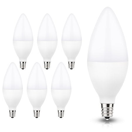 YANSUN E12 LED Candelabra Light Bulbs, 6W(60W Equivalent), 550LM, 5000K Warm White, for Chandelier Living Room, 6 Pack
