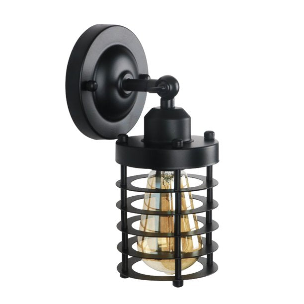 Black Industrial Wall Light Barn Light Wall Sconce Wall Lamp Metal Carved Hollow Lampshade for Porch Bedroom Living Room