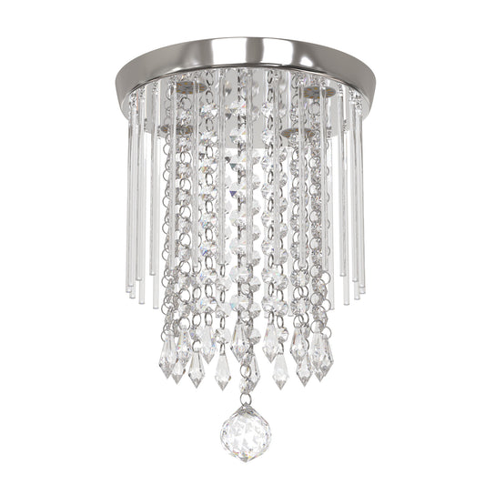 4 Light K9 Crystal Chandelier,Modern Mini Crystal Ceiling Light,Flush Mount Crystal Light for Bedroom, Hallway, Kitchen, Bathroom,Dimmable