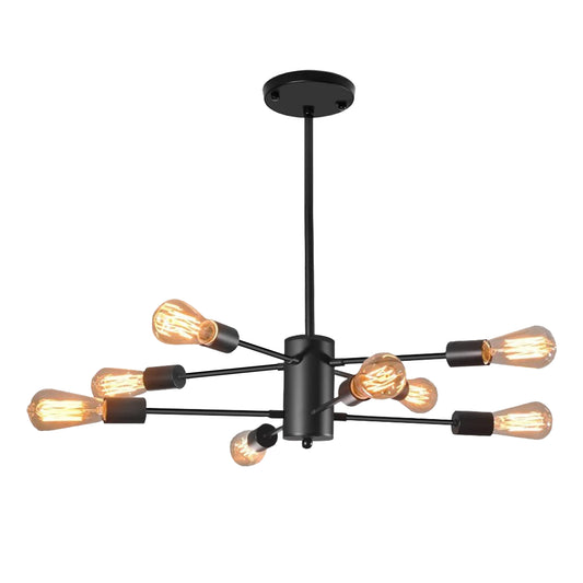 Black Sputnik Chandelier Light Fixtures Industrial Modern Pendant Lighting for Dining Room Kitchen Island Bedroom