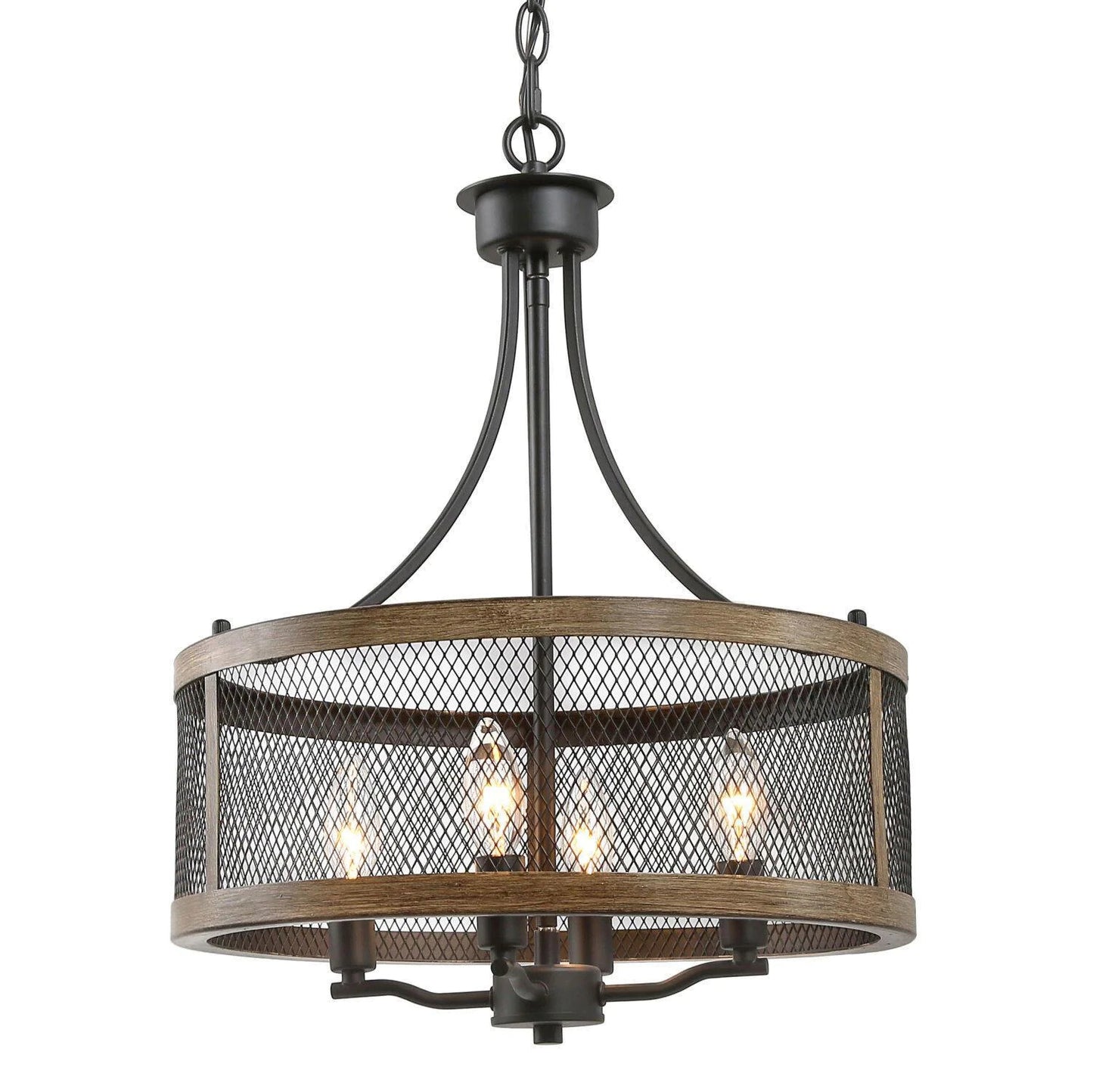 Farmhouse Chandelier WIth Shade¡ê?4-Light Fixture Dining Room Light,Farmhouse Rustic Pendant Light for Dining Room, Kitchen Island, Hallway