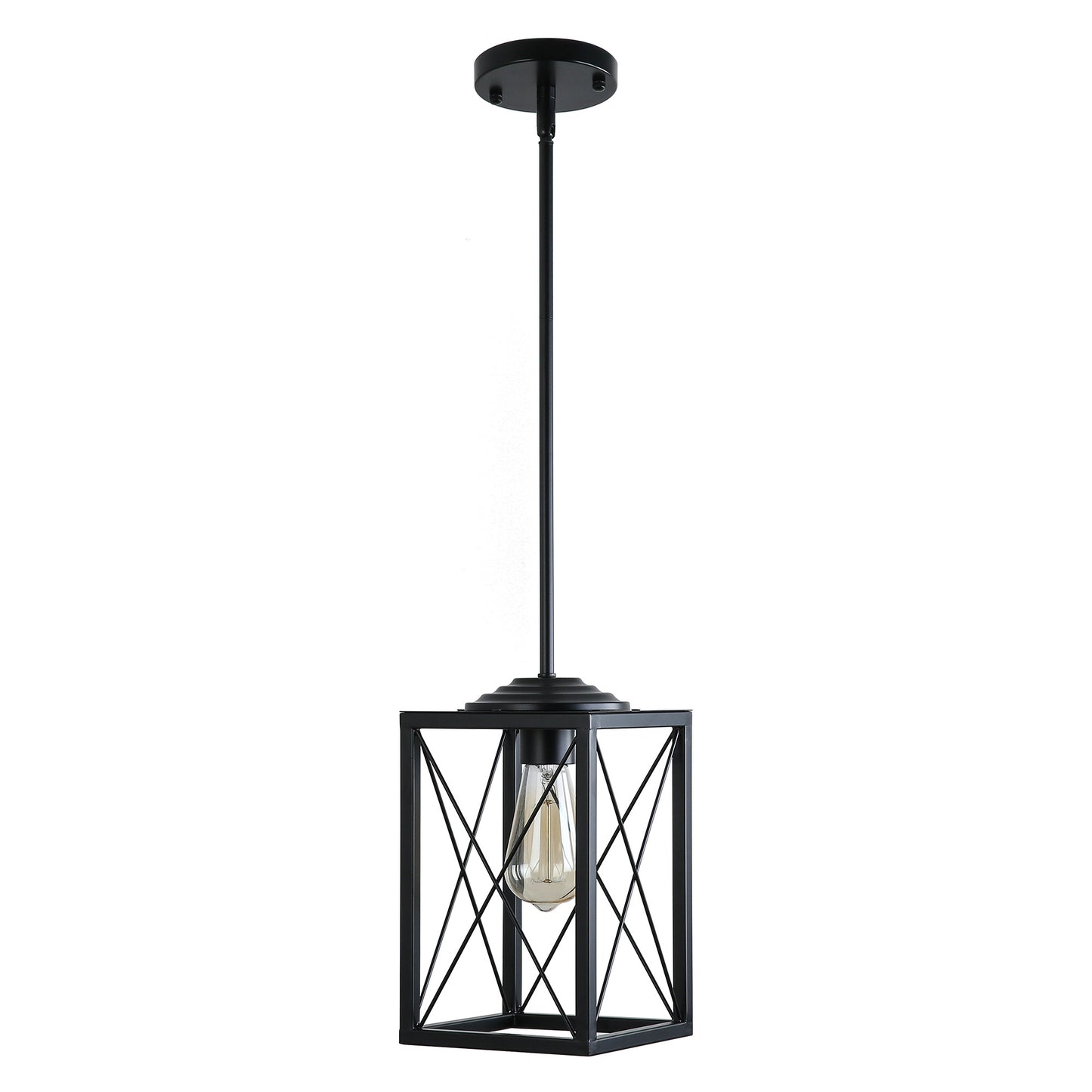 YANSUN 1 Light, Industrial Style Ceiling Island Pendant Lighting, Matte Black, Bulb Not Included