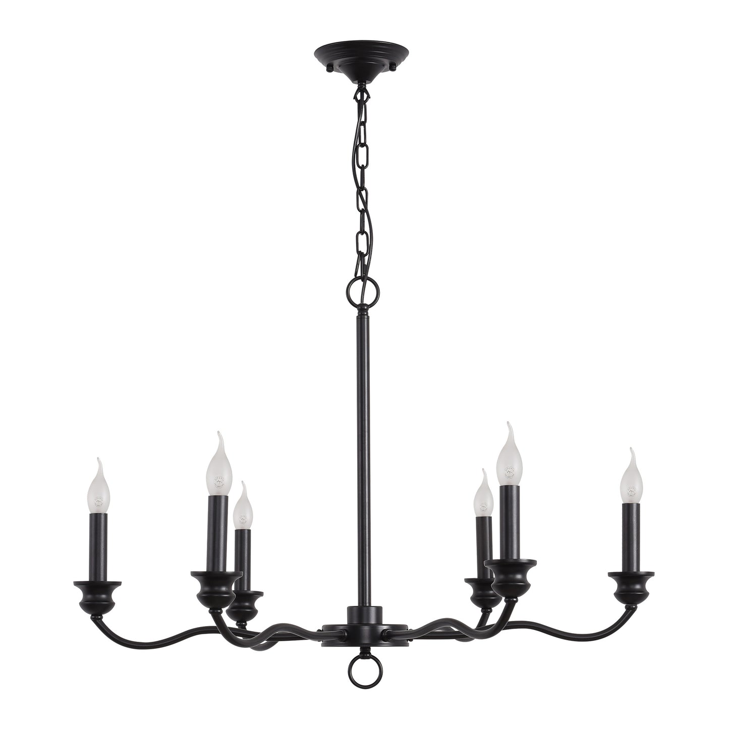 6 - Light Candle Style Classic / Traditional Chandelier,Black Hanging Light Fixture, Adjustable Height Rustic Chandeliers Pendant Lights for Dining Room Living Room Bedroom Kitchen Island"