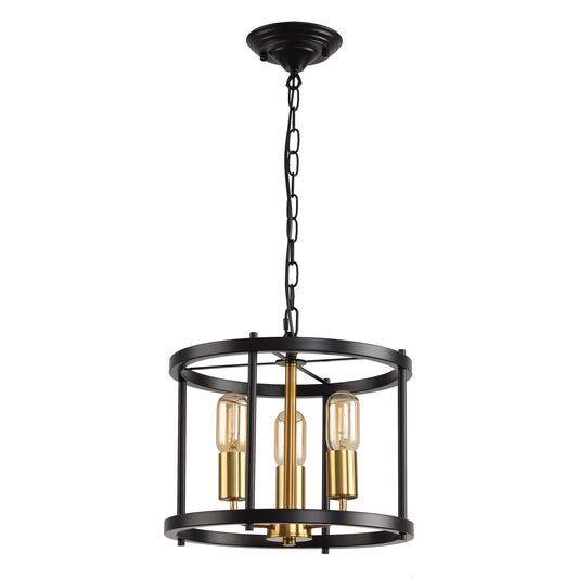 3-Light Farmhouse Black and Gold Industrial Ceiling Light Fixture,Kitchen Rustic Vintage Chandelier Lighting for Dining Room Hallway Entryway Bedroom Living Room