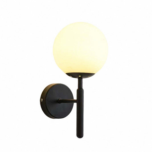 1-Light Black Mid-Century Globe Modern Simple Industrial Style, Indoor for Bedroom, Living Room, LED Wall Light Fixture