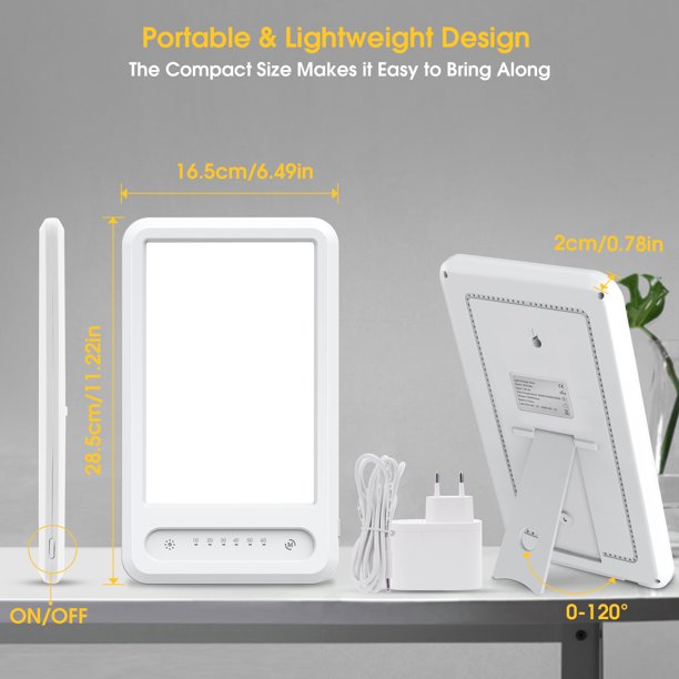 LOHAS Light Therapy Lamp, UV Free 15000 Lux Therapy Light with 4 Adjustable Brightness Level 3 Colors(3000K/4500K/6000K), Touch Control, Memory Function, Timer Function