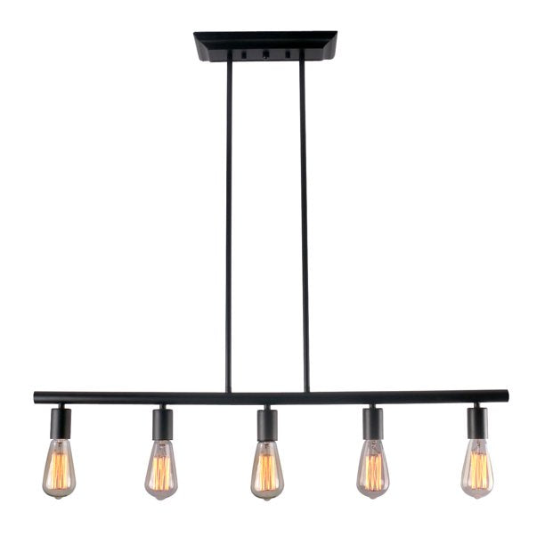 YANXUN 5 Light Industrial Linear Island Pendant Light,Black Multi-light Transitional Linear Pendant Light For Bedroom Dining Room,37*5.90*5.11 inches