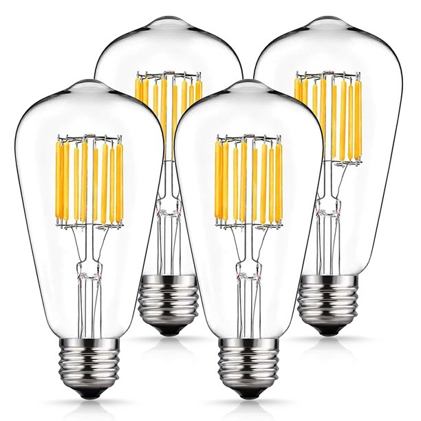 YANSUN Vintage LED Edison Bulb, 100W Equivalent, 10W Antique Filament Light Bulb, Warm White 2700K, ST64 E26 Base Squirrel-Cage, for Dinning Room, Living Room, 4 Pack