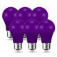 Purple LED Light Bulbs, A19 Purple Festive Atmosphere Light, 9W(60W Equivalent), 720LM, E26 Base, Colored Light Bulbs,6 Pack