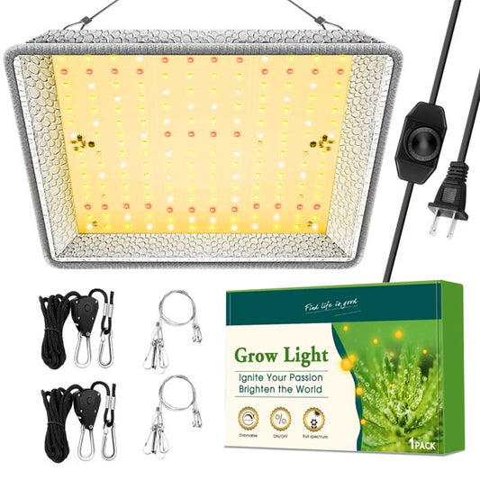 600W LED Grow Light, Full Spectrum Sunlike No Noise Dimmable Brightness for Indoor Plants Veg Flower Growing Lamps