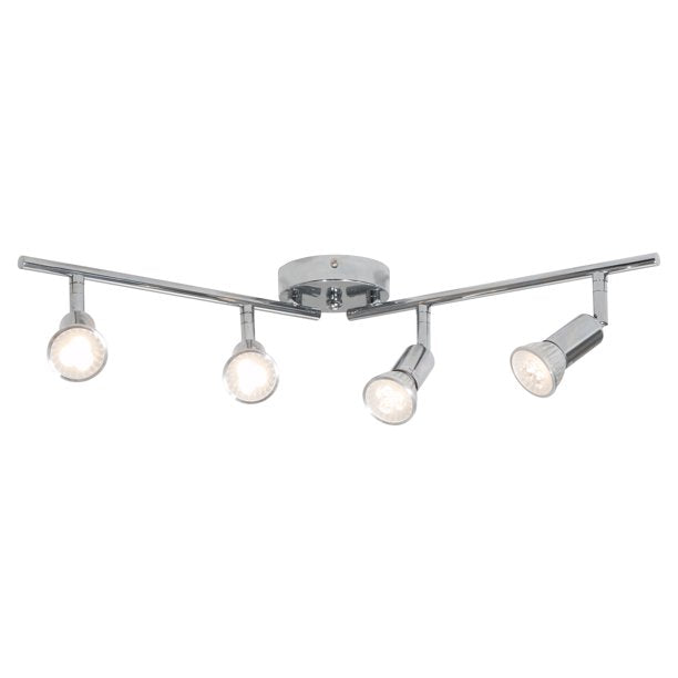 4-Light Matte Silver Track Lighting Kit GU10 Base Modern Ceiling Light, Shade Chandelier Spotlight, LED Ceiling Light For Bedroom, Kitchen, Bathroom, Sofa, Hotel, Rotatable