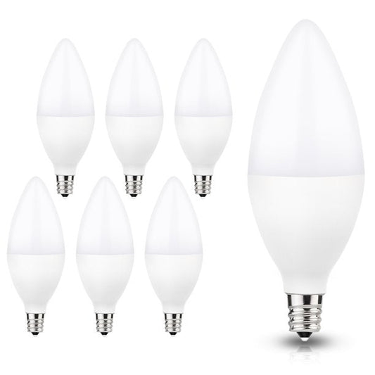 E12 LED Candelabra Light Bulbs, 6W(60W Equivalent), 550LM, 3000K Warm White, for Chandelier Living Room, 6 Pack