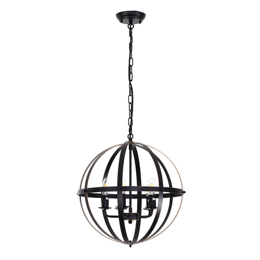 YANSUN 5-Light Global Kitchen Pendant Lighting, Chandelier Lighting for Kitchen Island Living Room Dining Room,Matte Black Finish